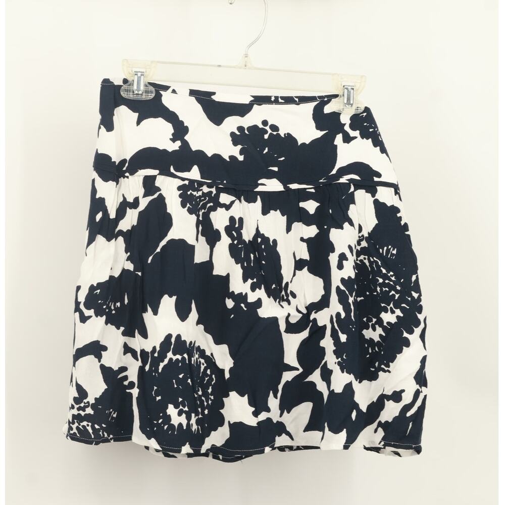 Ann Taylor Loft Womens High Rise Floral Mini Skirt Side Zip Size 6 White/Blue
